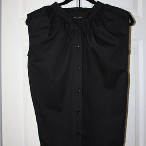 JNBY Sleeveless Blouse pleated mock turtleneck button down shirt